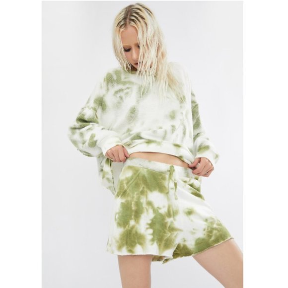 Free People Kelly Set XS NWT Sweatshirt Shorts Washed Tie Dye Knit Loungewear - Picture 11 of 16